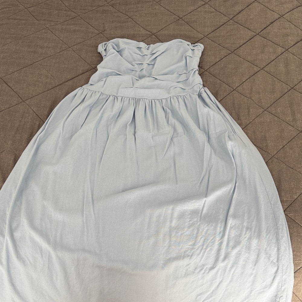 Light Blue Strapless Maxi Dress